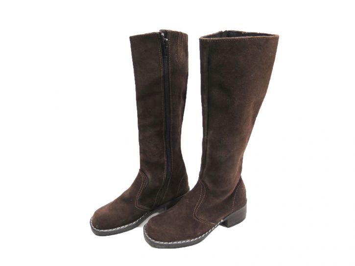 Bota Gamuza Caña Alta Con Cierre