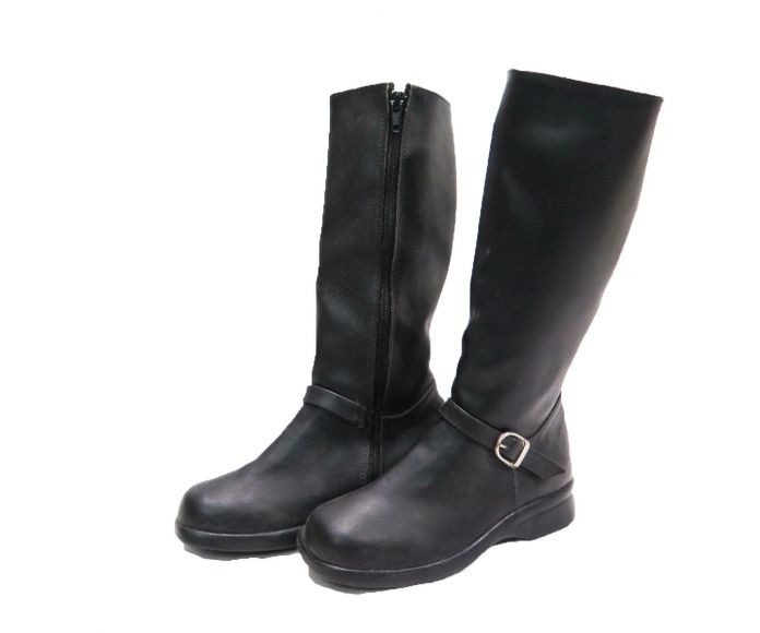 Bota de Caña Alta Cuerina Con Cierre y Hebilla