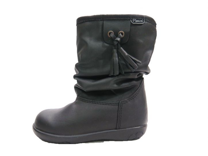 Bota Arrugada Cuero Con Flecos