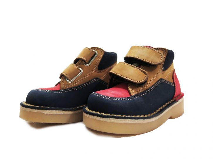 Botita Bota de Nobuk Fray Mocho Con Doble Velcro Combinado