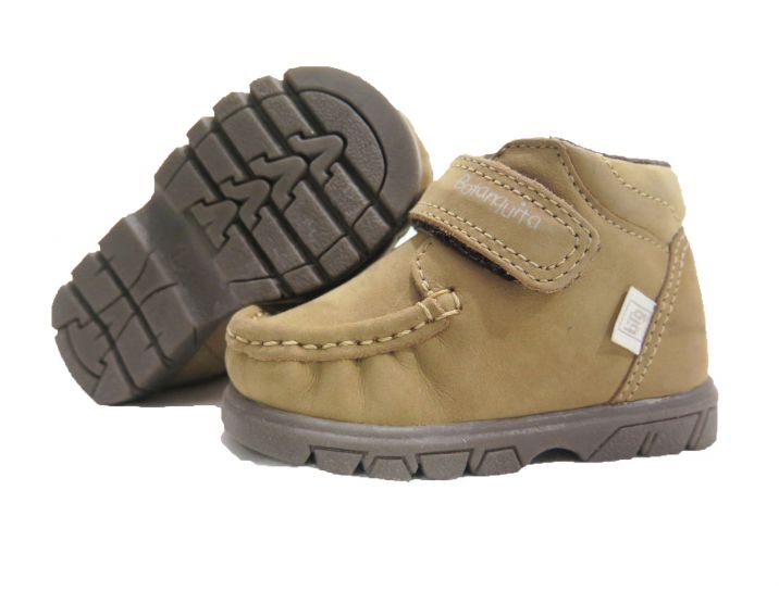 Botita Bota de Nobuk Con Velcro y Costura