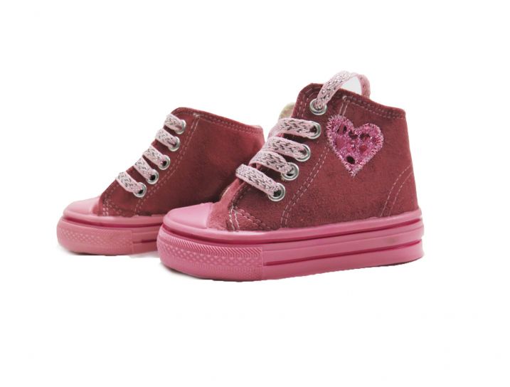 Bota Basket Gamuza con Cordon Corazon Bordado con Lentejuela