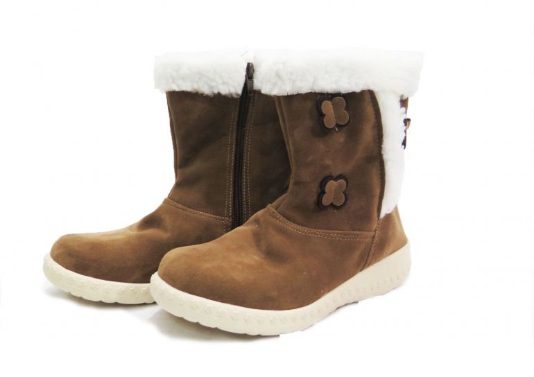 Bota de Gamuza con Cordero Aplique de Mariposas