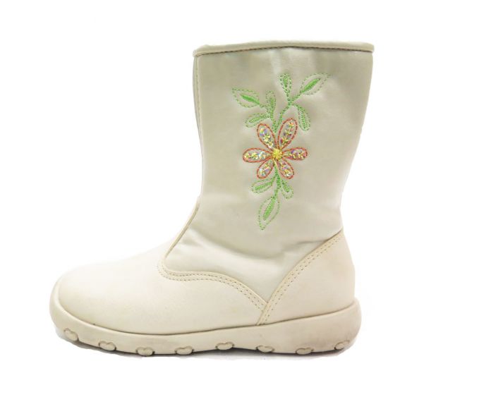 Bota de Cuerina Flor Bordada y Lentejuelas