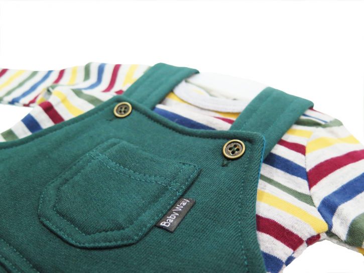 Conjunto Jardinero Frisa Con Remera De Algodón Rayada