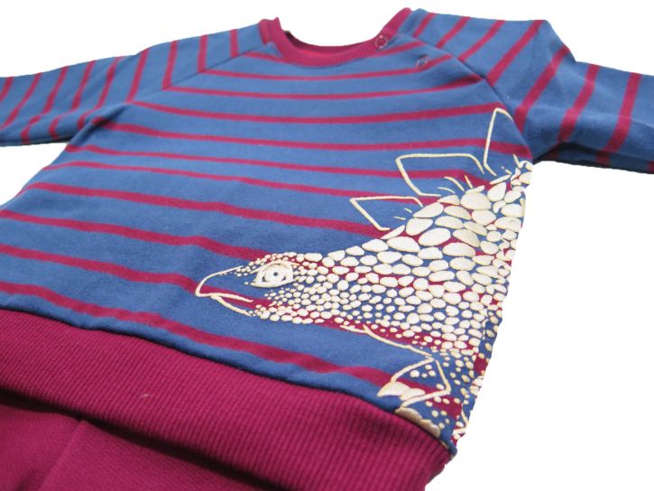 Conjunto Algodón Rustico Buzo y Pantalón Rayado Con Dinosaurio