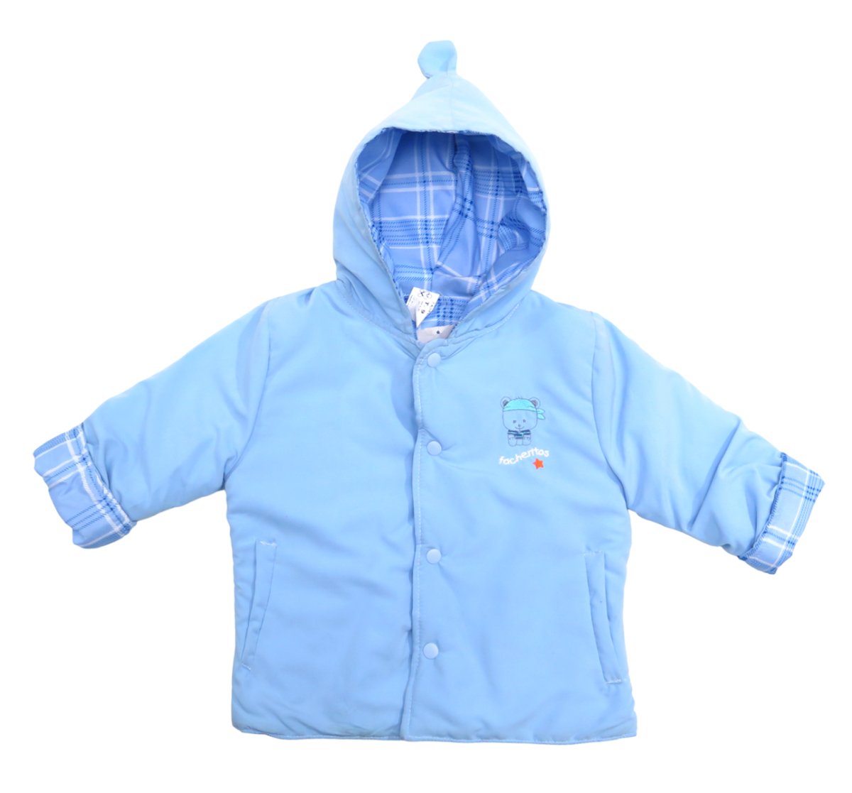 Campera Microfibra y Wata Con Capucha con Orejitas y Oso Bordado