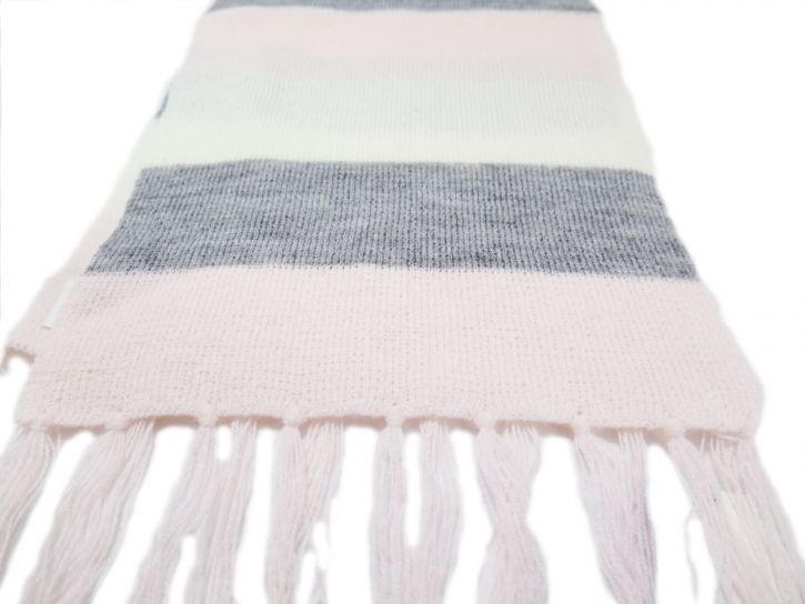 Bufanda Tejida con Flecos y Franjas Combinafas