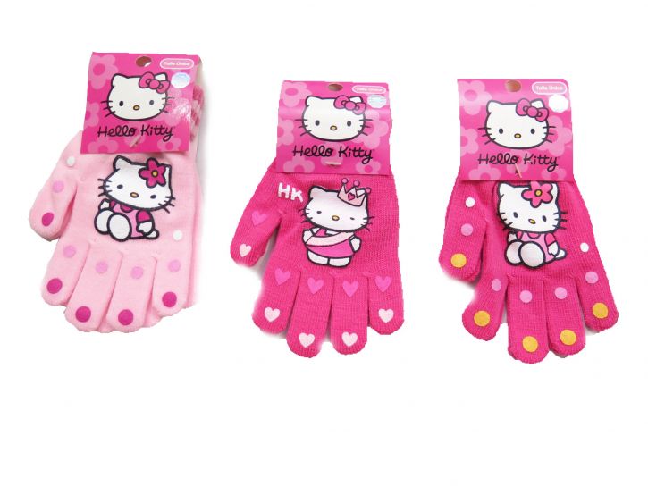Guante Personaje Tejido Estampado de Hello Kitty con Corona y Corazones