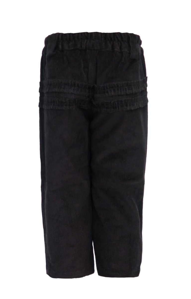 Pantalon de Corderoy con Cintura Elaztizada Aplique de Flores