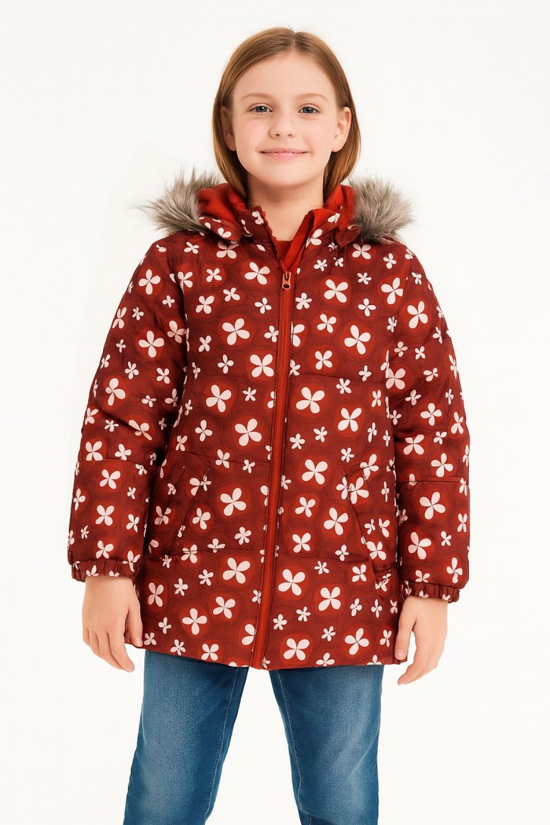 Tapado Nena Estampado Flores Con Forro Polar