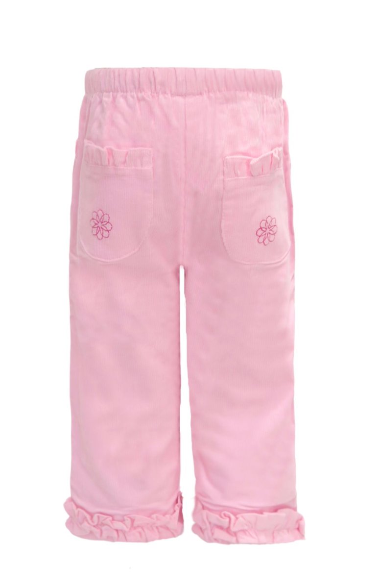 Pantalon de Corderoy con Elastico Bordado Flores