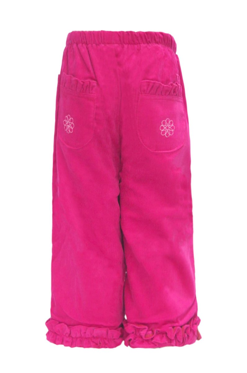 Pantalon de Corderoy con Elastico Bordado Flores