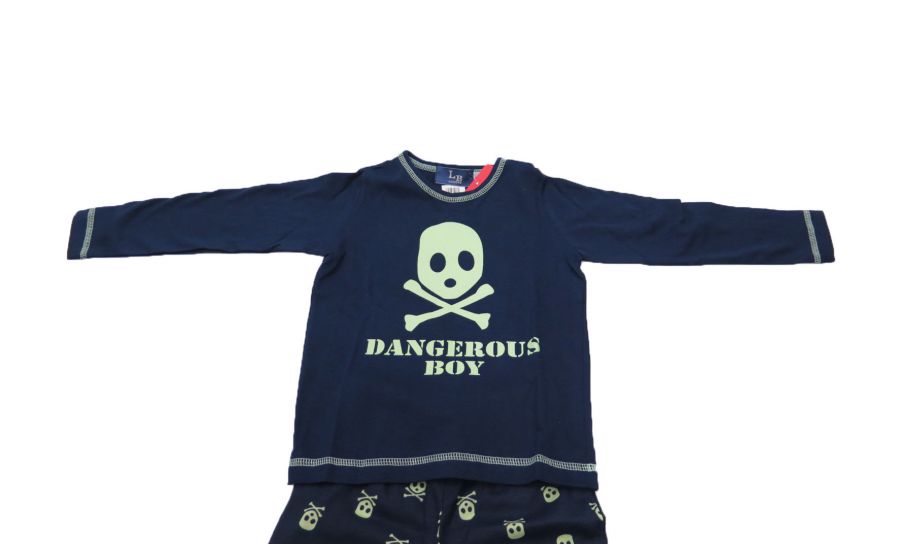 Pijama Invierno Remera M/Larga Pantalon Estampado Calavera