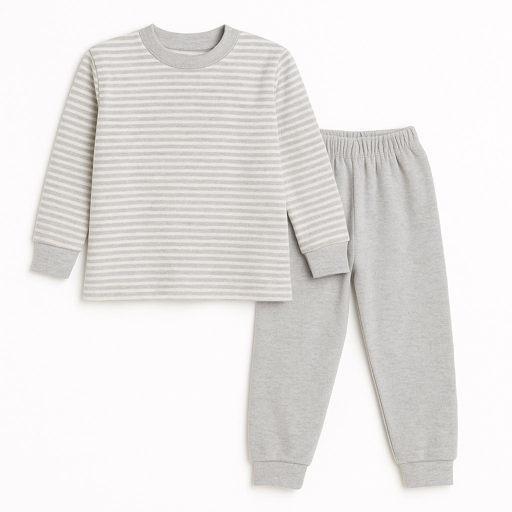 Pijama Invierno Remera Manga Larga Rayada y Pantalon