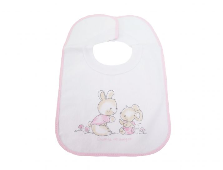 Babero Estampado con Bies de Color y Plastico Atras con Velcro