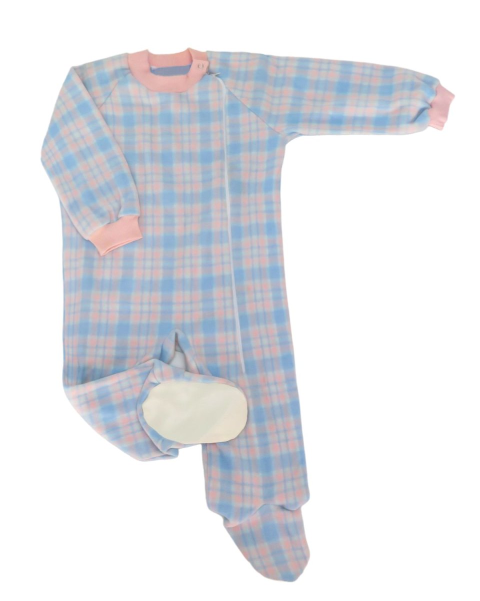 Enterito Polar Estampado Escoces con Pies de Cuerina