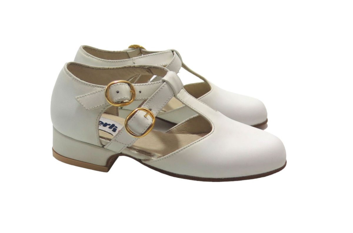 Zapato de Cuero con Taco Forrado y Doble Hebilla