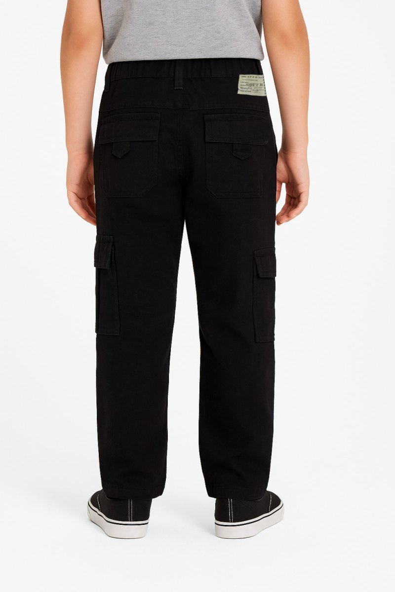 Pantalon Gabardina Cargo con Recorte Bolsillo y Cintura Regulable