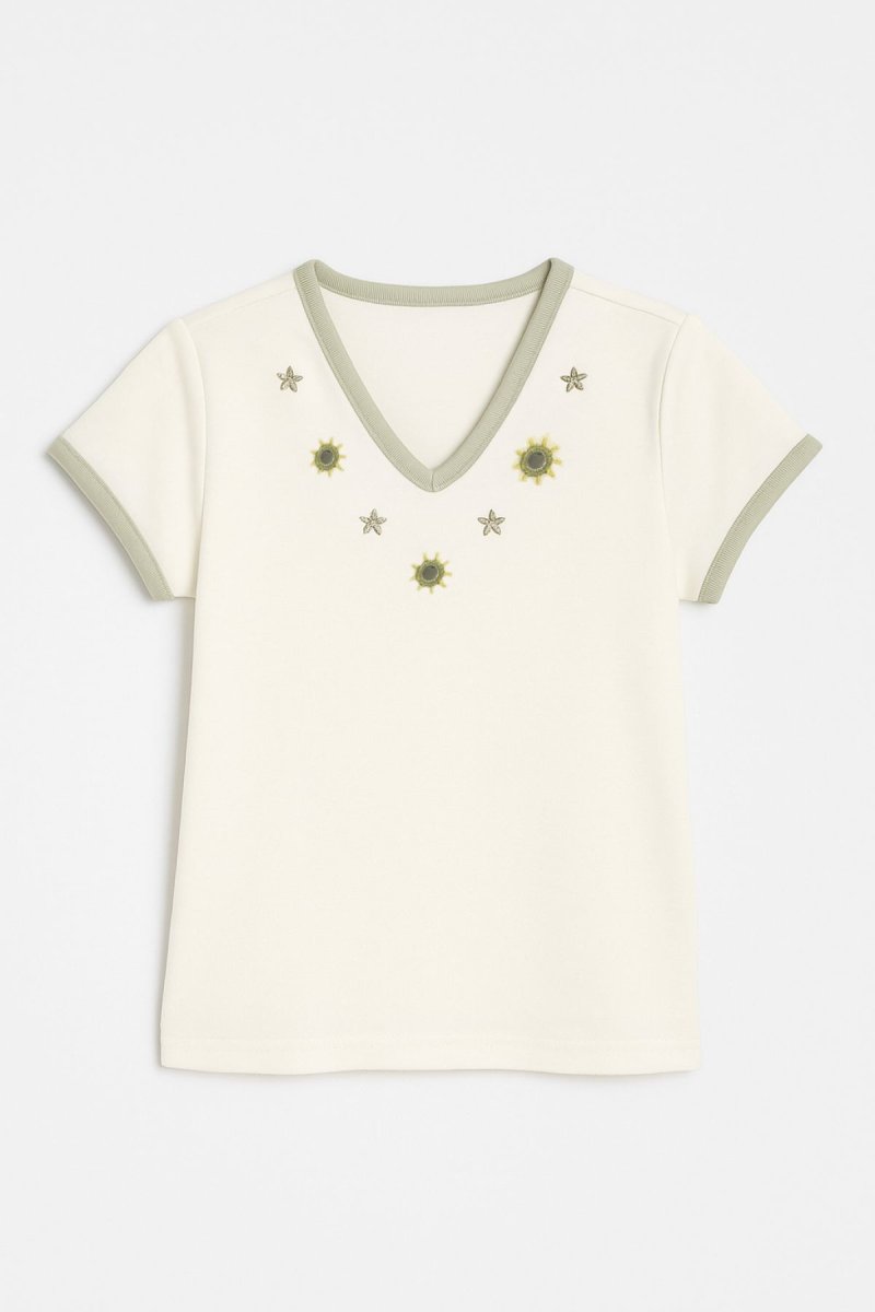 Remera Manga Corta Bordada