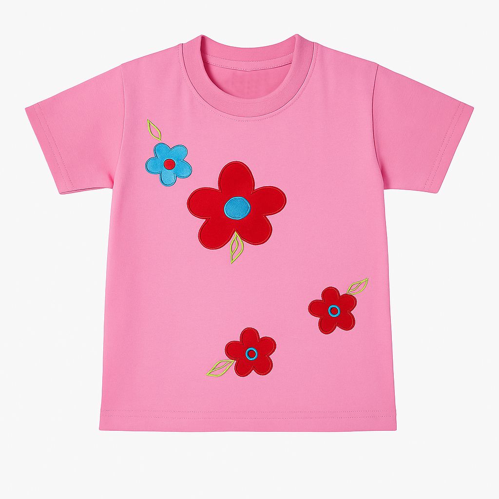 Remera Algodon Manga Corta Bordadas