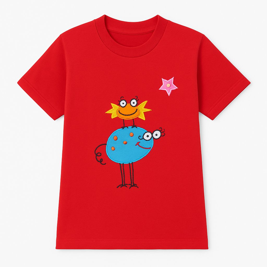 Remera Manga Corta Bordada Animalitos