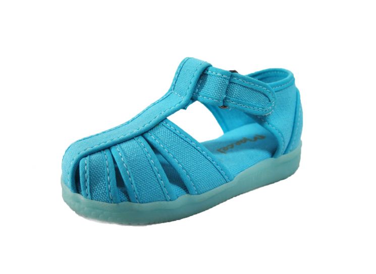 Zapatilla Sandalia de Lona Lisa con Velcro