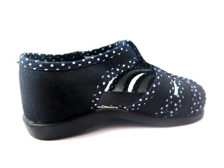 Zapatilla Sandalia de Tela Lona Con Hebilla Lunares y Lisa Tipo Franciscana