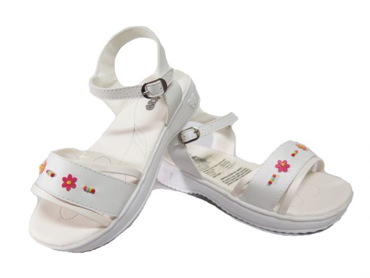 Sandalias con Hebilla y Apliques de Flores y Canutillos