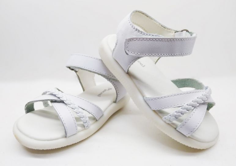 Sandalias de Cuero con Trenza y Velcro