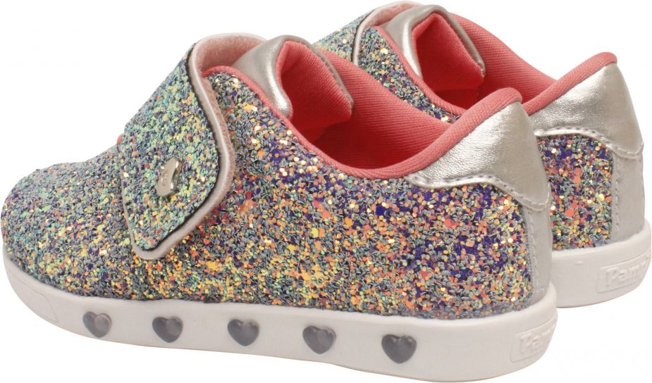Zapatilla Velcro  Con Gliter/ Luz LED
