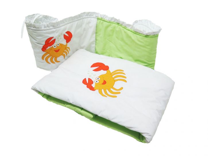 Acolchado Cuna Funcional con Chichonera Bordado de Cangrejo