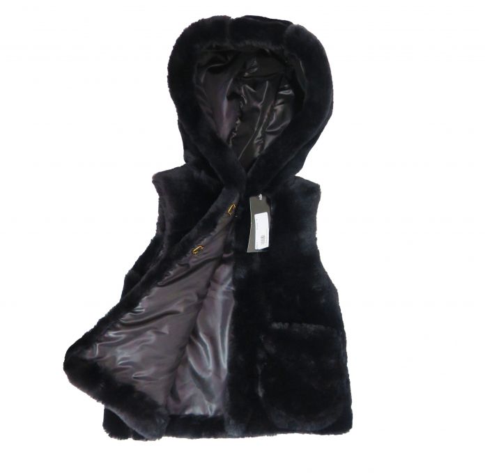 Chaleco de Piel con Capucha