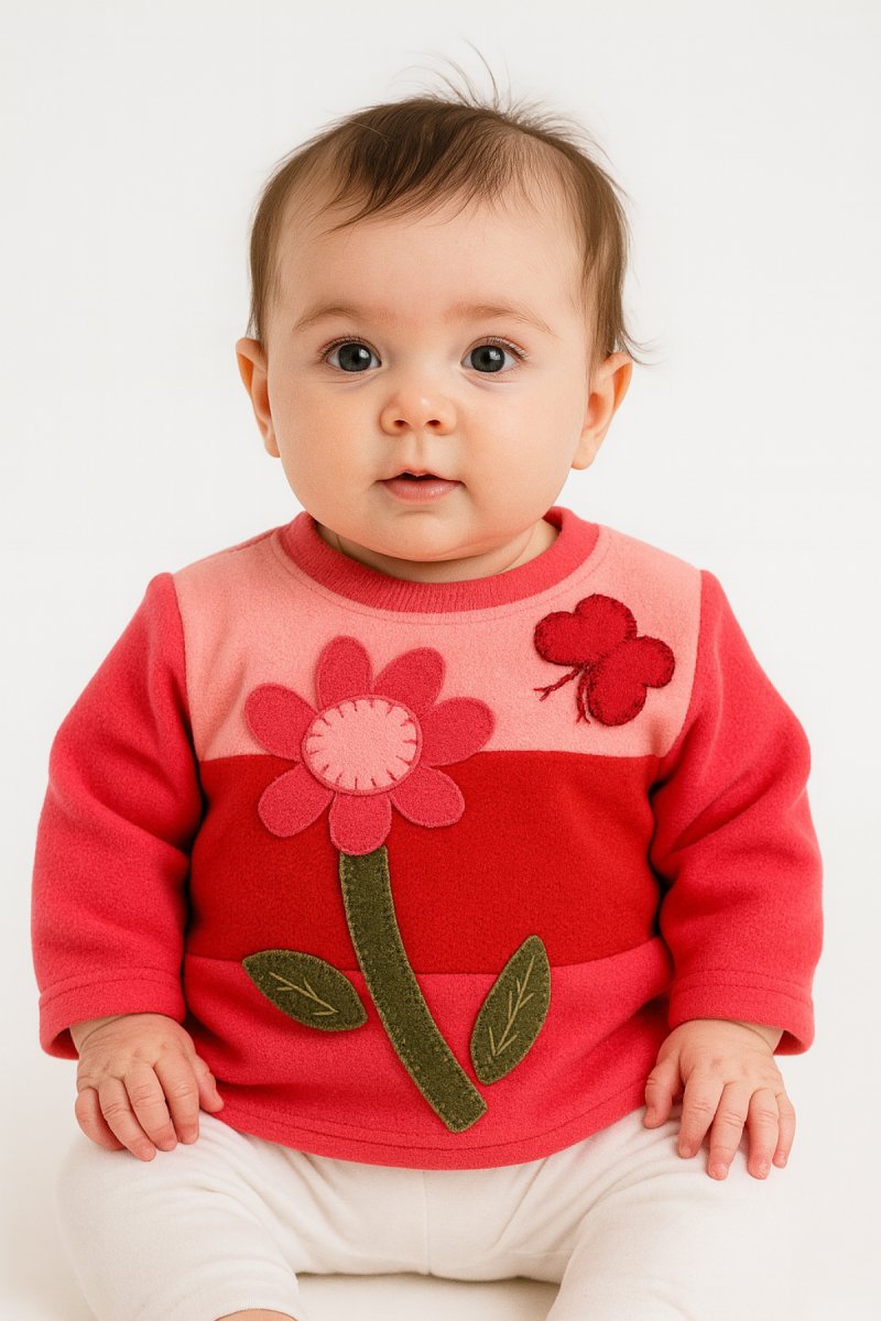 Buzo Polar con Aplique de Flor y Mariposa