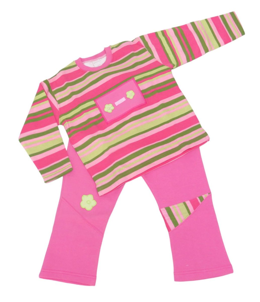 Conjunto Jogging Buzo Rayado con Flor Bordada y Pantalon