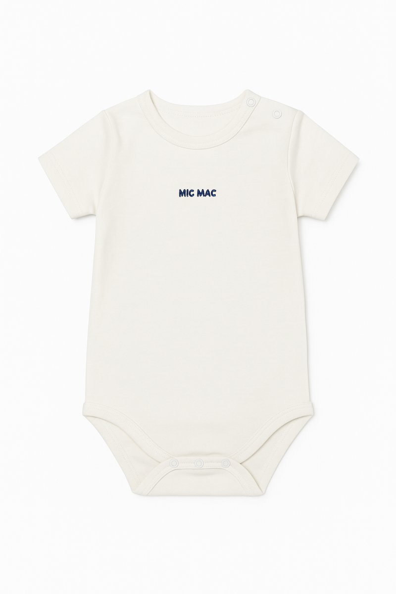 Body Manga Corta  Liso con Broches en el Cuello