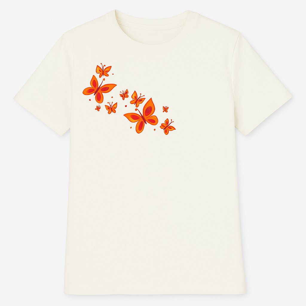 Remera Manga Corta Algodon Estampado Mariposas