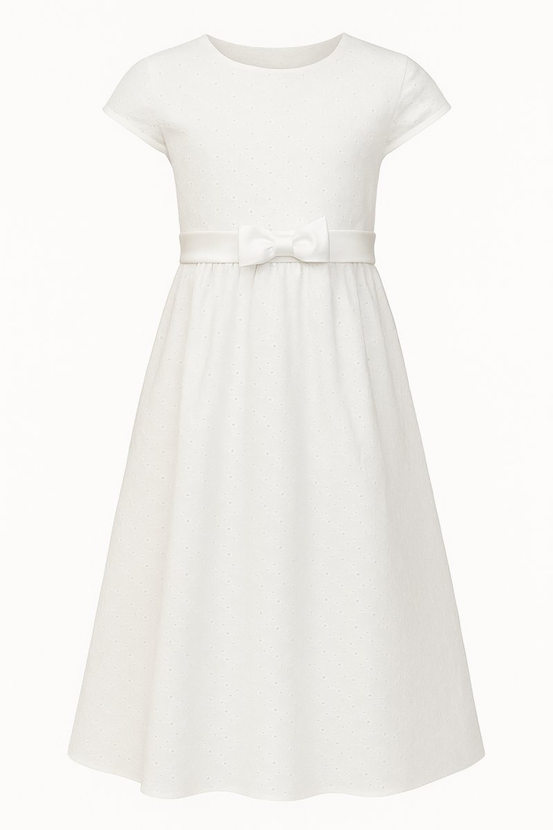 Vestido Comunión Broderie Con Moño En Raso