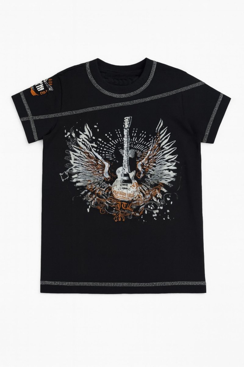 Remera Manga Corta Estampado Guitarra con Alas