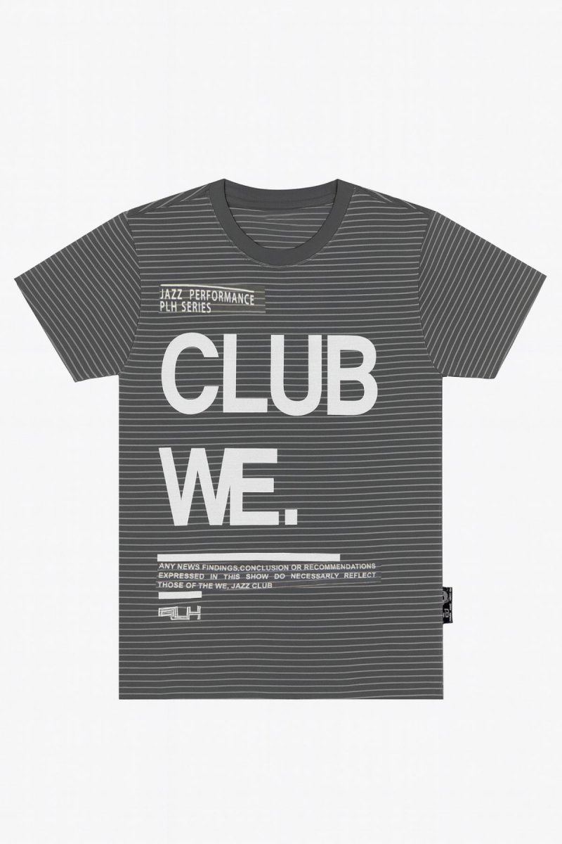 Remera Manga Corta Estampado Rayado Club