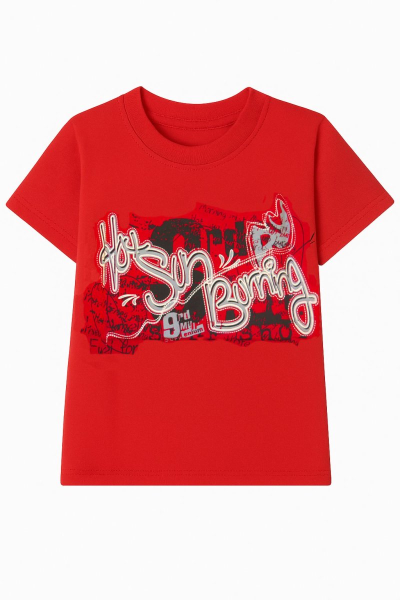 Remera Manga Corta Estampado Hot Sun Burning