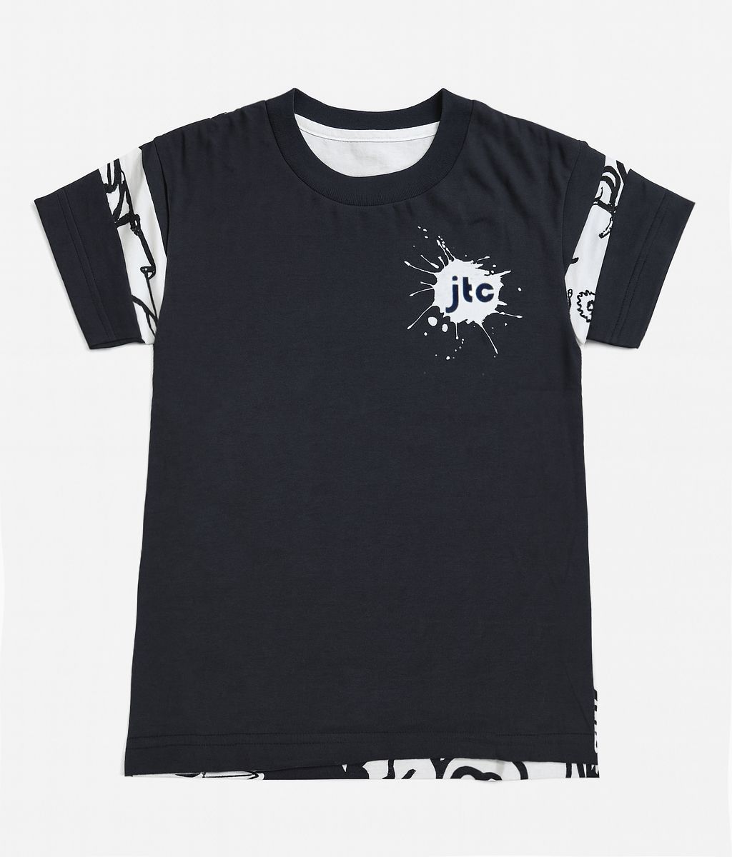 Remera Manga Corta Estampado en Espalda Tipo Grafitti