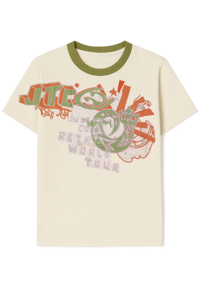 Remera Manga Corta Estampado Retro World Tour