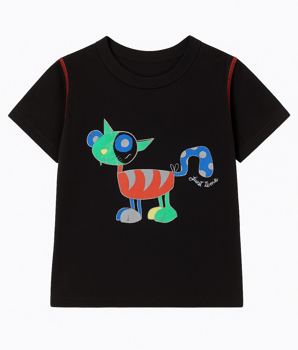 Remera Manga Corta Estampado Gato