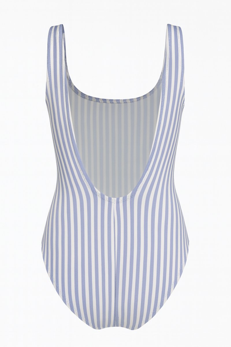 Malla Entera Estampado Rayado con Botones