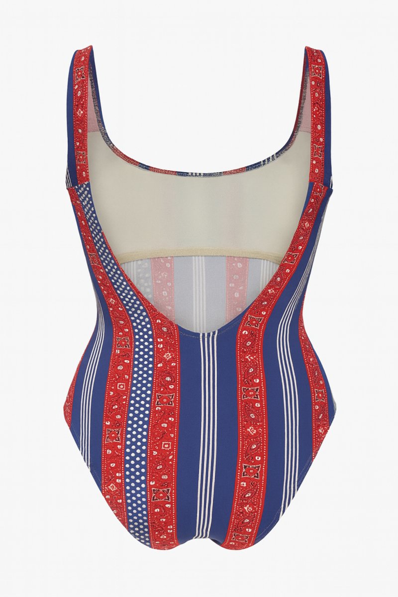 Malla Entera Estampado Rayas y Corazones