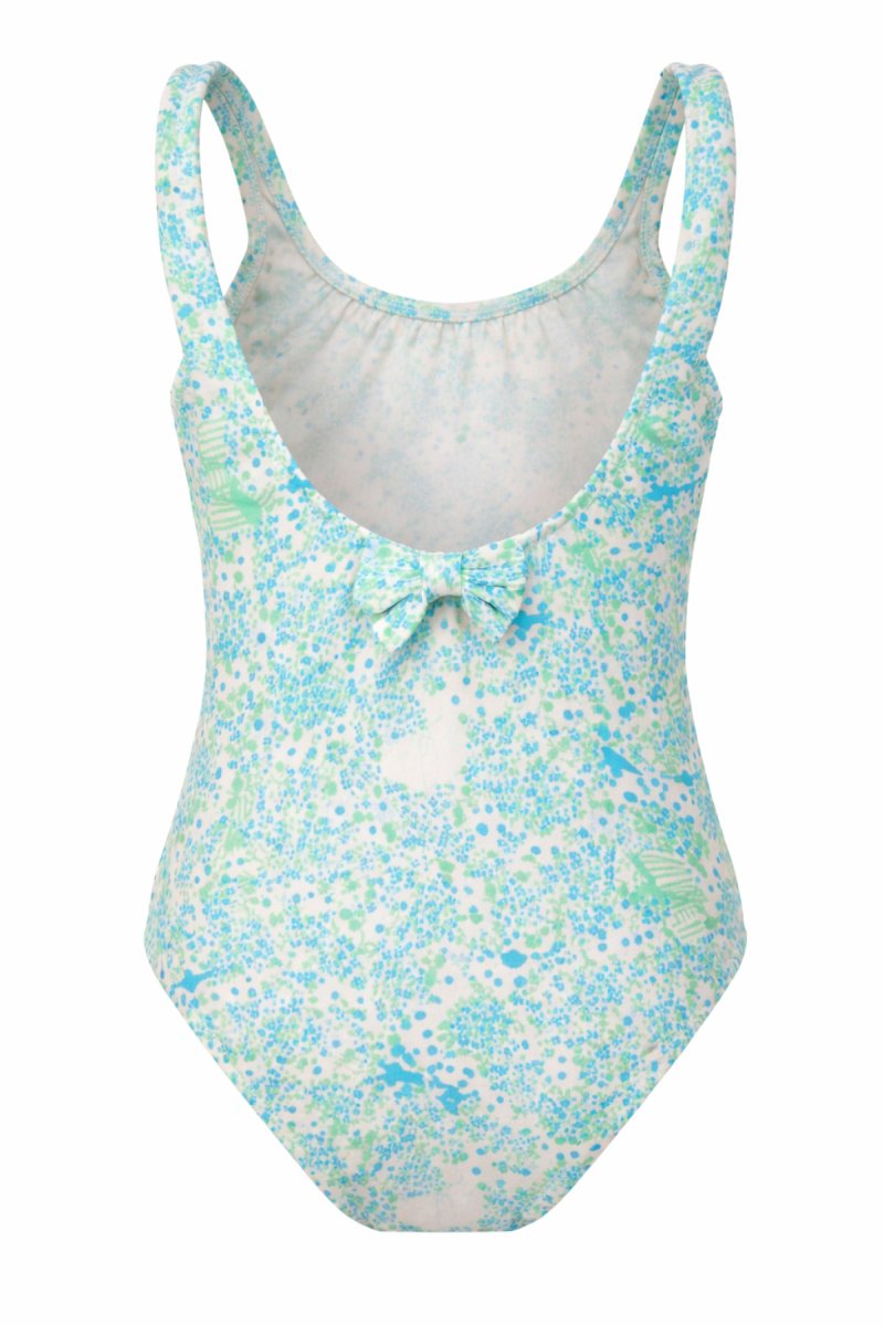 Malla Entera Estampado Flor con Aplique de Moño Atras