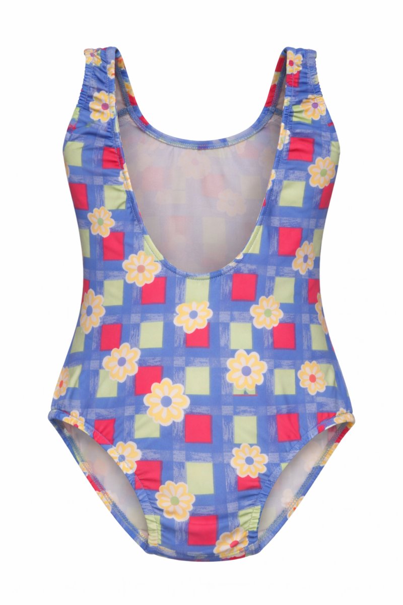 Malla Entera Estampado Flor y Cuadros