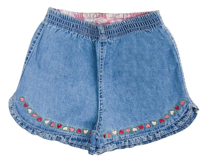 Short de Jean con Elastico y Volado Cintura Elastizada