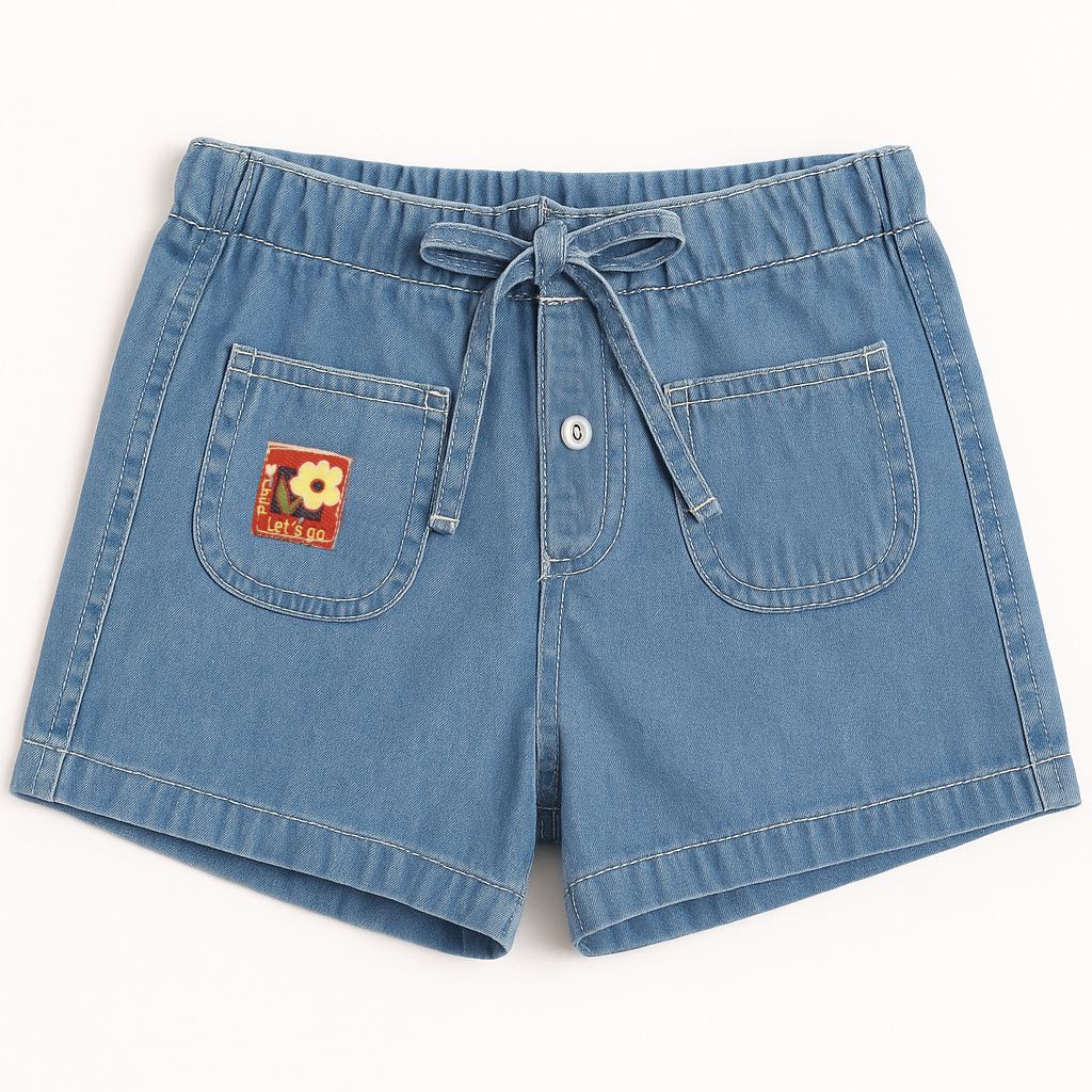 Short de Jean con Botones y Ajuste en la Cintura